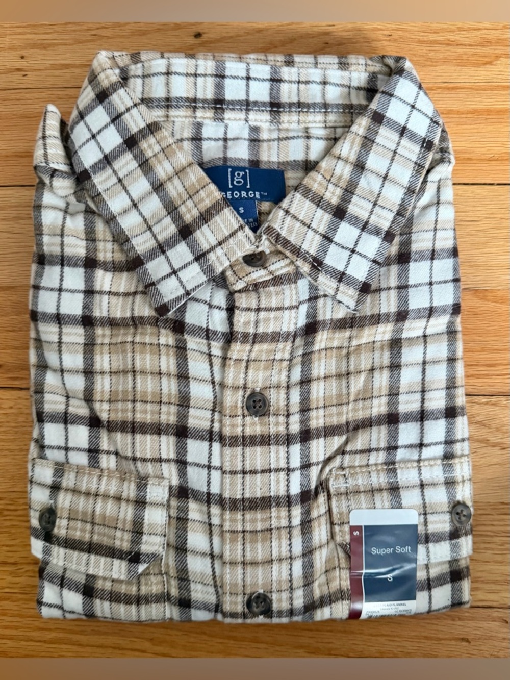 George Plaid Shirt in Cream, Tan & Brown